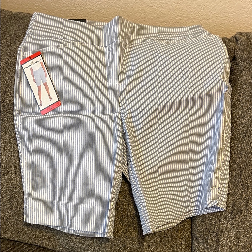 Hilary Radley Blue and White Striped Shorts